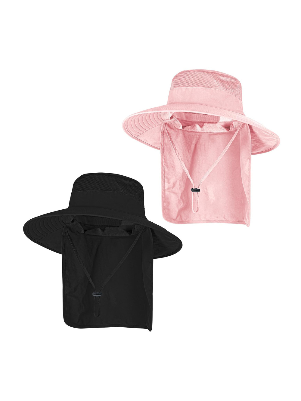 Sun Hats for Men Women Fishing Hat with Neck Flap UPF | Black, Pink | Size OS